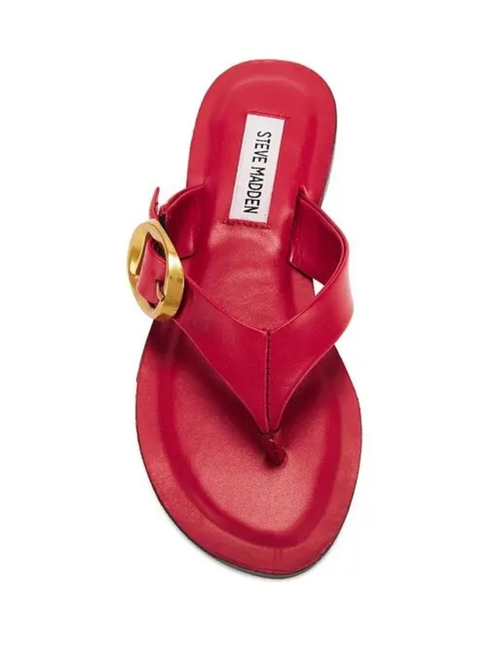 Steve Madden Red Thong Sandal with Gold Buckle